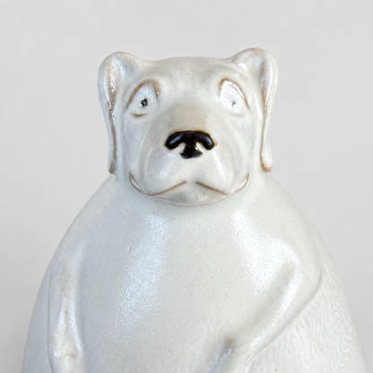 Ivory dog ceramic cup: face and ceramic surface detail
